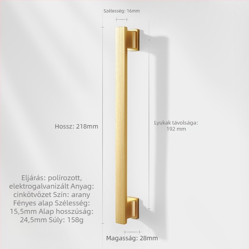 Zink ötvözetből készült hosszú kilincs szekrényekhez és fiókokhoz (Márka: Zhuomeijia; Furattávolság: 96 mm; Anyag: zinc ötvözet; Bevonat: bevonat)