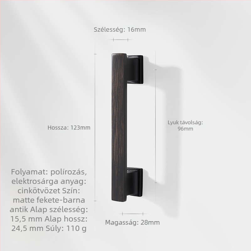 Zink ötvözetből készült hosszú kilincs szekrényekhez és fiókokhoz (Márka: Zhuomeijia; Furattávolság: 96 mm; Anyag: zinc ötvözet; Bevonat: bevonat)