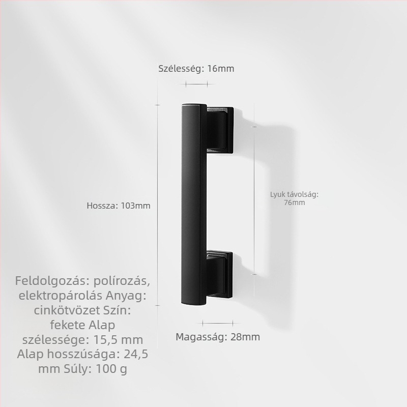 Zink ötvözetből készült hosszú kilincs szekrényekhez és fiókokhoz (Márka: Zhuomeijia; Furattávolság: 96 mm; Anyag: zinc ötvözet; Bevonat: bevonat)