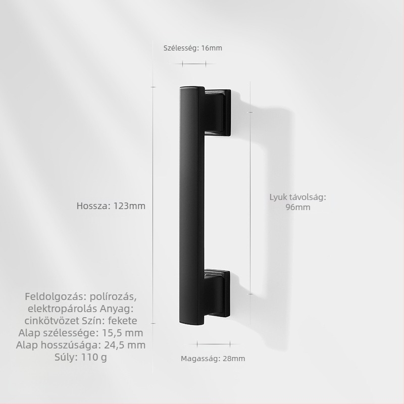 Zink ötvözetből készült hosszú kilincs szekrényekhez és fiókokhoz (Márka: Zhuomeijia; Furattávolság: 96 mm; Anyag: zinc ötvözet; Bevonat: bevonat)