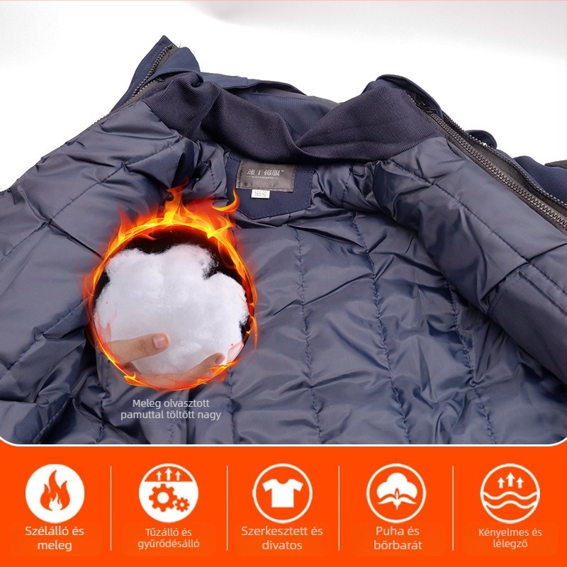 Férfi pamutkabát télre – Quick-Dry, Cold-Proof, 65% pamut, bélés 100% pamut