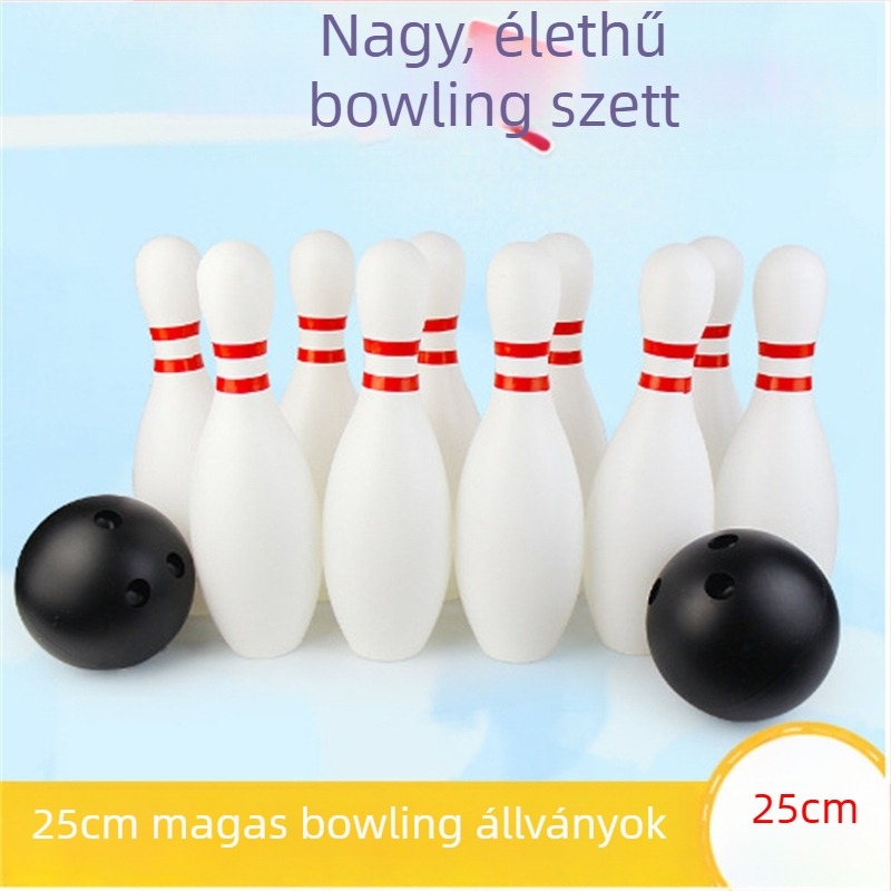 Kültéri bowling játék – tömörfa, óvodai szülő-gyermek játék, felnőtt csapatépítő eszköz