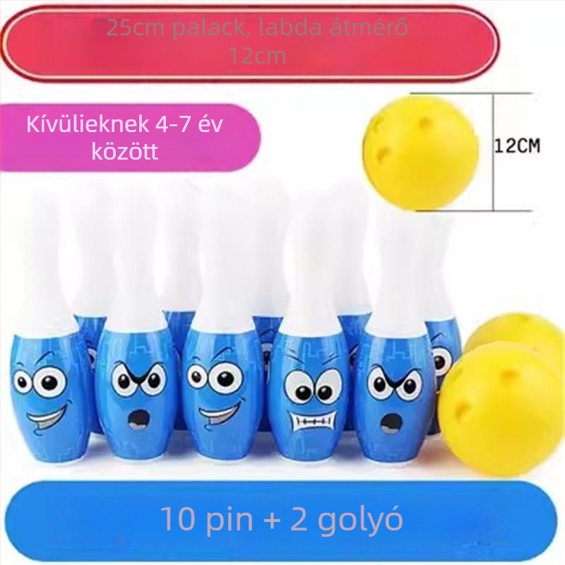 Kültéri bowling játék – tömörfa, óvodai szülő-gyermek játék, felnőtt csapatépítő eszköz