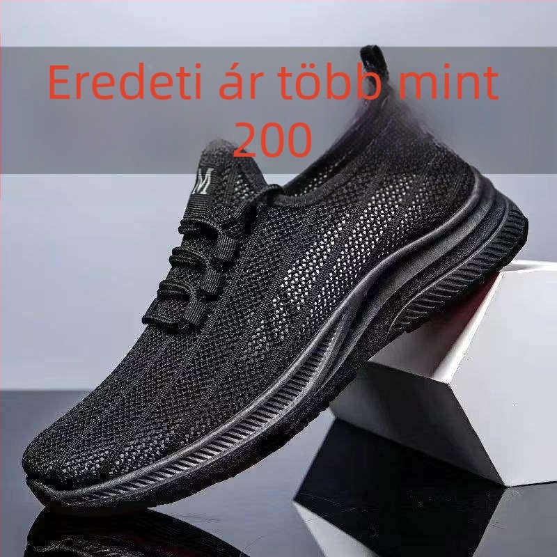 Férfi nyári lélegző hálós futócipő – casual sportcipő lace-up, felsőrész pamut, belső háló, PVC talp, csúszásmentes