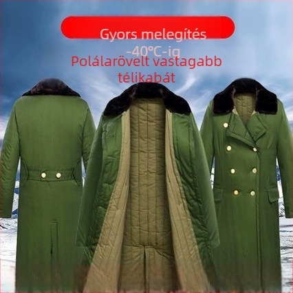 Uniszex téli vastag pamut kabát, hosszú szabású, felnőtt, megőrzi a meleget, szennyeződésálló és mosható, munkaruházat