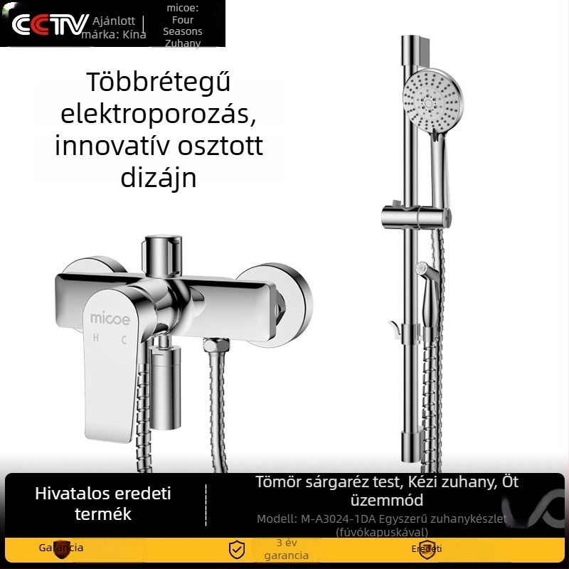 Zuhany garnitúra réztestű, 5 sebességű vízhozam, kézi zuhanyfej boosterrel, masszázs funkció, rejtett szerelés