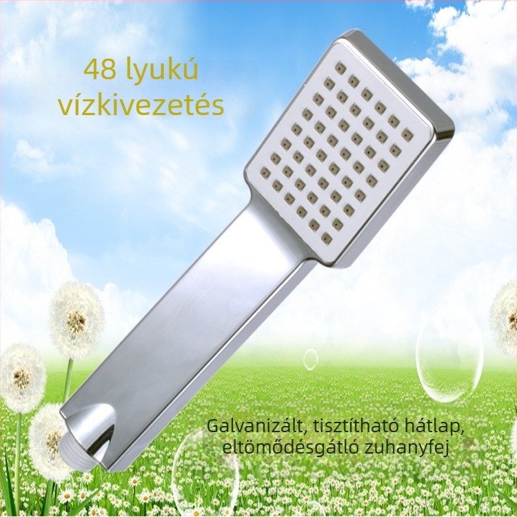 Négyzet alakú kézi zuhanyfej a fürdőszobába, víztakarékos, nagy áramlás