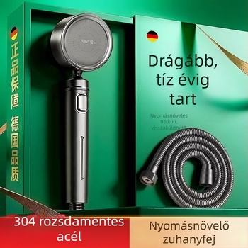 304 rozsdamentes acél kézi zuhanyfej, esős zuhany funkció, falra szerelt, csiszolt felület, keverő kimenet