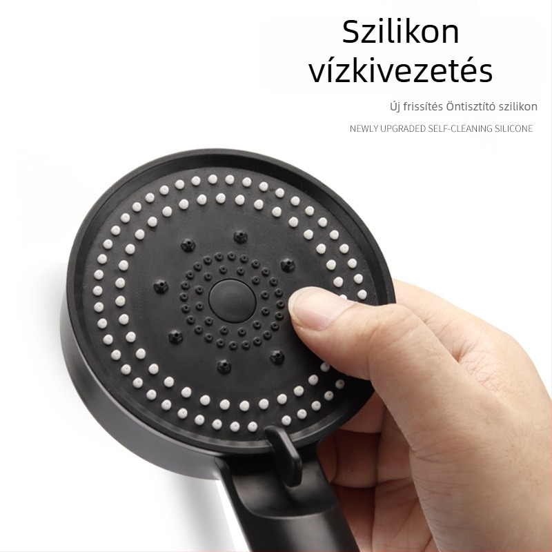 Öt sebességes fekete harcos nyomásos zuhanyfej, otthoni fürdőszobához és vízmelegítőhöz – esőzuhany