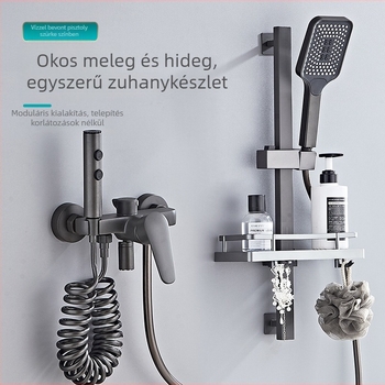 Réz anyagú zuhanyszett beépített szereléssel, esőzuhany funkcióval, luxus stílus, kerek zuhanyfej