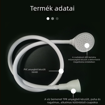 Hordozható zuhanyfej gyorskapcsoló csatlakozással – ABS, kerek forma, eső funkció, egyenes behelyezés, 1.0 MPa nyomás