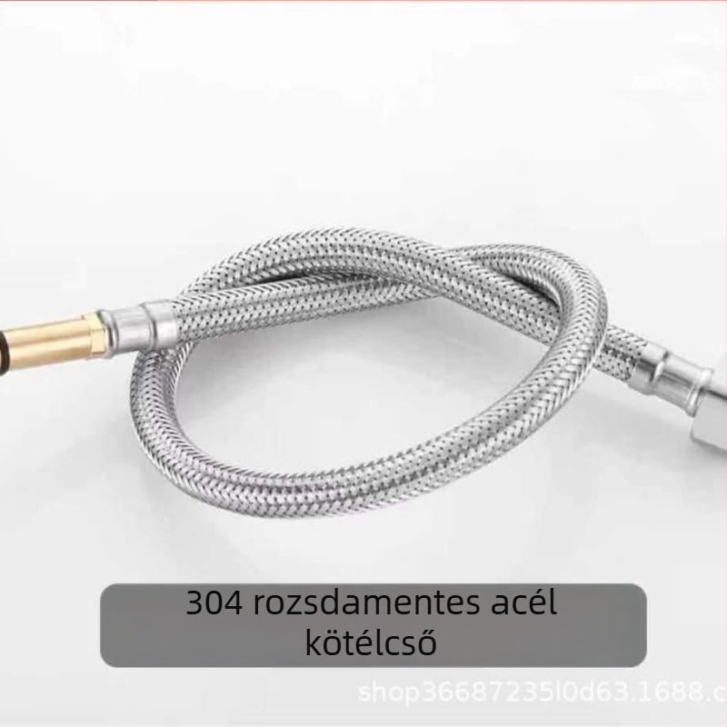 304 rozsdamentes acél zuhanycső, egy lyukas csaptelephez, kettős meleg/hideg szabályozás, kerek esőfej, kézi zuhany, modell 39