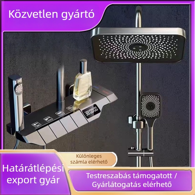 Teljesen réz zuhanyfej-készlet állandó hőmérsékletű rendszerrel, falra szerelhető fürdőszobai zuhanyhoz, nyomásfokozó