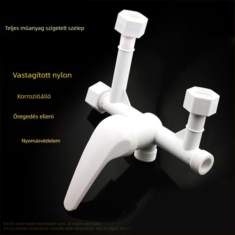 Elektromos vízmelegítő keverőcsap, teljesen műanyag, 20 mm bemenet/kimenet, szelepszár modell 25, szelepszár átmérője 20 mm, működési hőmérséklet 75°C
