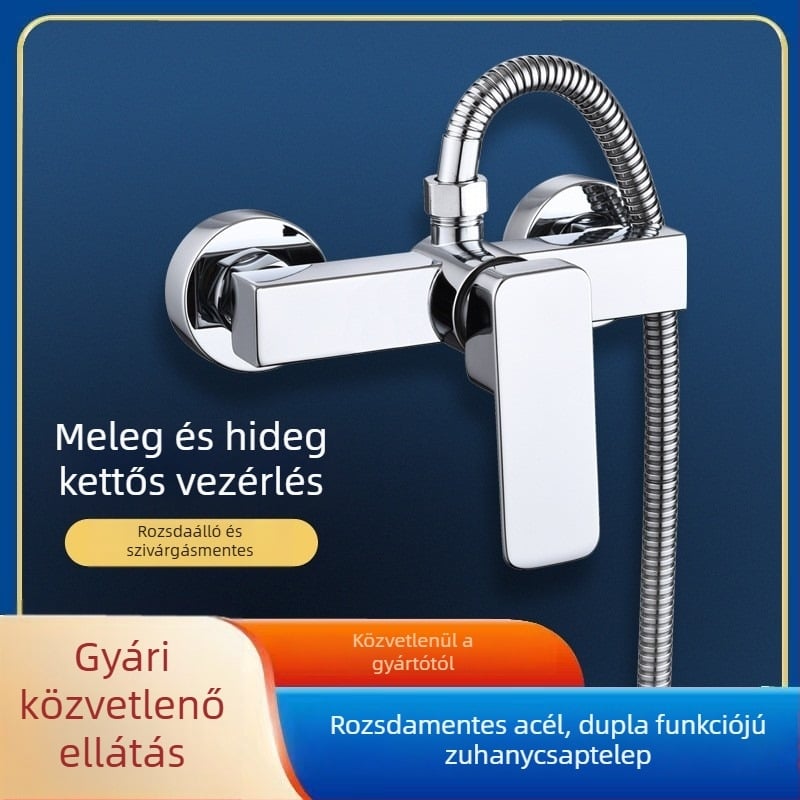 Beépíthető zuhany keverőcsap négyszögletes kialakítással, masszív, forró és hideg vízhez, kerámiadisz-szeleppel