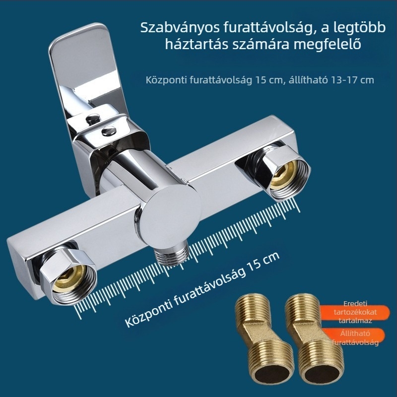 Beépíthető zuhany keverőcsap négyszögletes kialakítással, masszív, forró és hideg vízhez, kerámiadisz-szeleppel