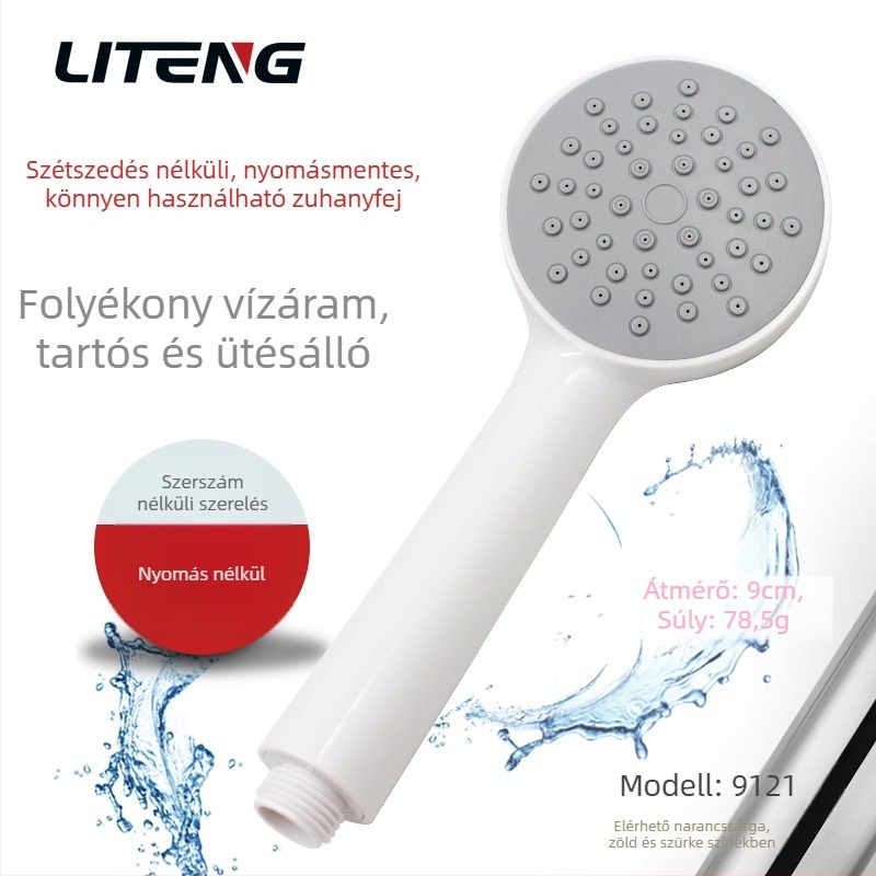 Kézi zuhanyfej esőzuhanyhoz – ABS, kerek forma, anya-csatlakozás, modell 9121