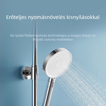 Kézi zuhanyfej nyomásfokozóval az otthonába, falra szerelt, kerekfejű, modern minimalista stílus, modell Mjzyschs01db