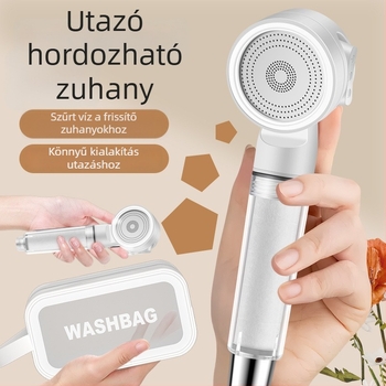 Hordozható utazási zuhanyfej szűrővel és nyomásnövelő funkcióval