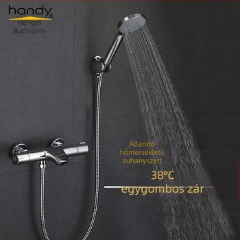 Termosztátos zuhanykészlet, rézből, magas nyomású, intelligens hőmérsékletszabályozás 38°C, modell HD-8E07