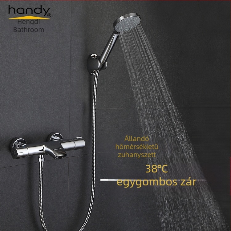 Termosztátos zuhanykészlet, rézből, magas nyomású, intelligens hőmérsékletszabályozás 38°C, modell HD-8E07