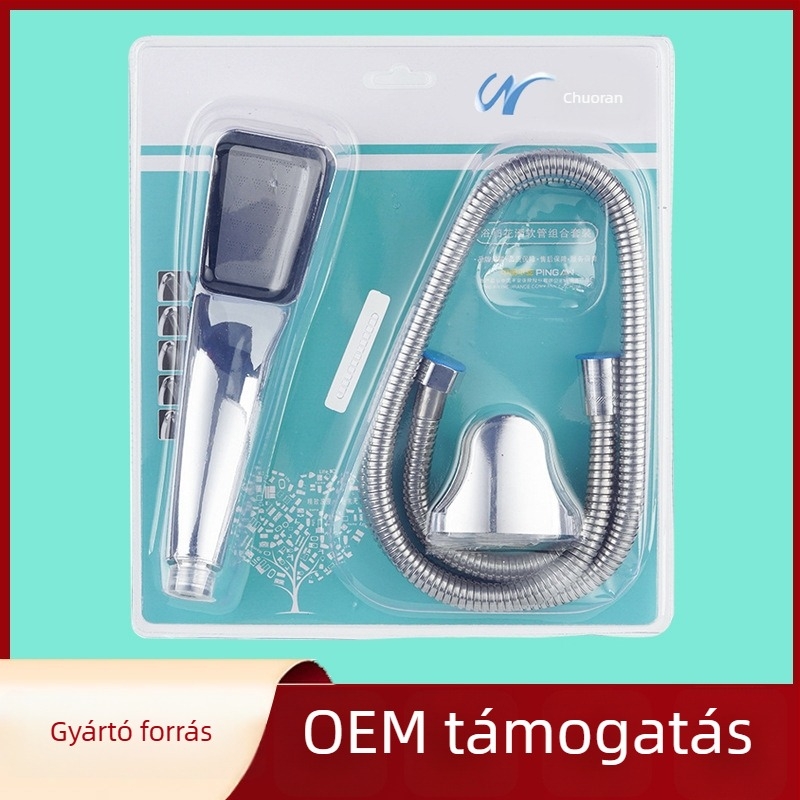 Háromrészes zuhanykészlet kör alakú kézizuhannyal, ABS anyag, eső funkció, menetes szerelés, elektroplattált felület