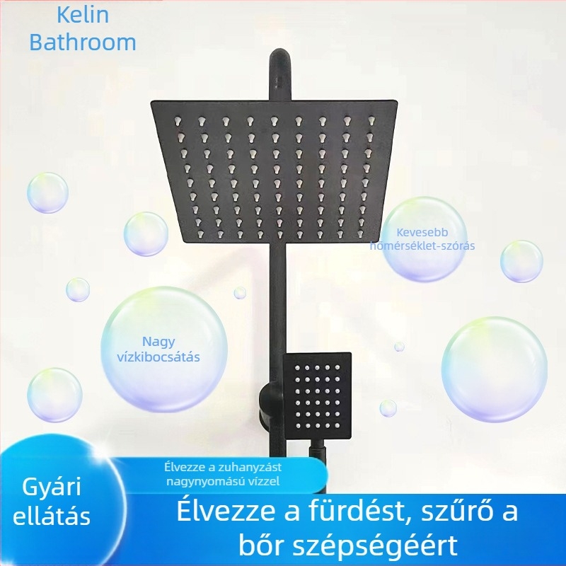 Négyzet alakú zuhanykészlet ABS bevonatos rozsdamentes acél zuhanyfejjel, falra szerelhető, otthoni használatra