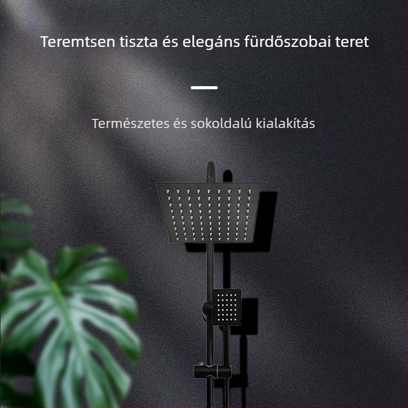 Négyzet alakú zuhanykészlet ABS bevonatos rozsdamentes acél zuhanyfejjel, falra szerelhető, otthoni használatra