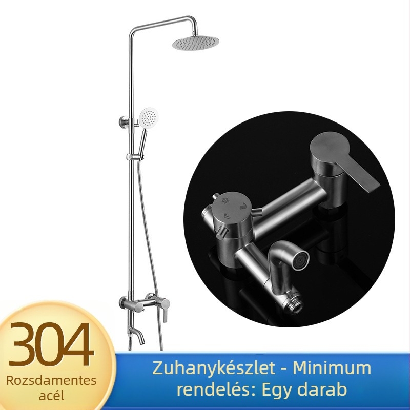 304 rozsdamentes acél zuhanykészlet hőmérsékletszabályzással, esőzuhany, falra szerelhető, OS801, kör alakú zuhanyfej