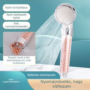 Nyomásos szűrőfejes zuhanykészlet otthoni fürdőszobához, masszázs és eső funkciókkal, ABS anyag, falra szerelhető, kör forma, modell Yl003