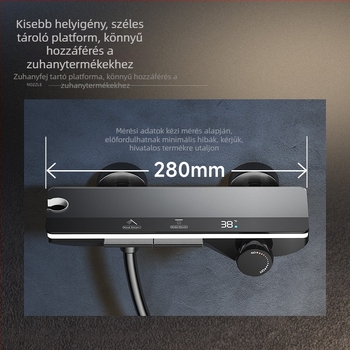 Réztestű zuhanykészlet, kézi és falra szerelhető, esőzuhany fej, dupla hőmérséklet-szabályozás, 0,5 MPa névleges nyomás