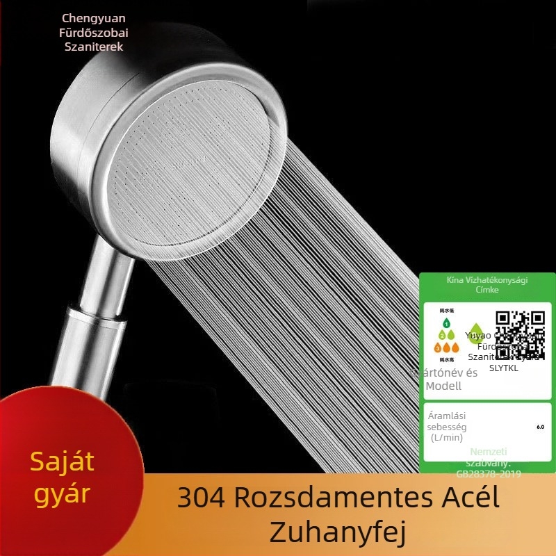 304 rozsdamentes acél zuhanykészlet — falra szerelhető, kézi zuhanyfej, eső funkció, kör alakú