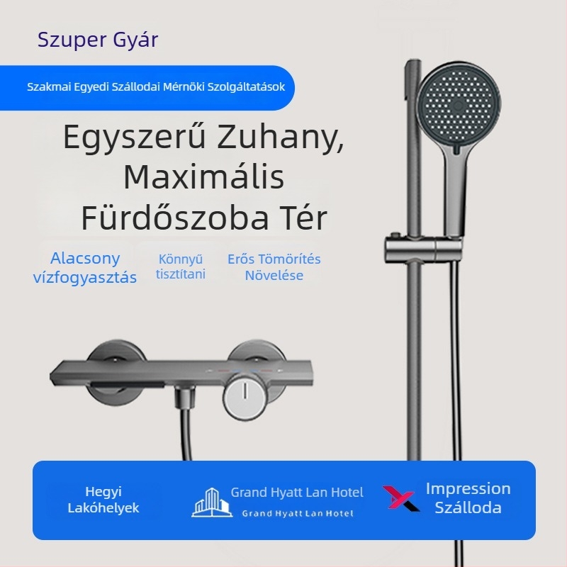 YM-3024 zuhanykészlet – Space alumínium, eső és permetező üzemmódok, állítható beállítások, felületre szerelt, kerek zuhanyfej