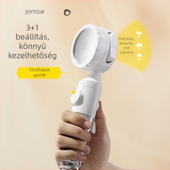 JOYTOUR Utazó kézi zuhanyfej – ABS, három nyomásmód, esőztető funkció, levehető mosható szűrő, univerzális csatlakozás (modell ZXC03658)