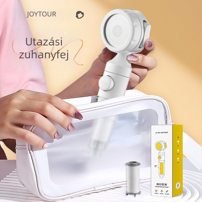 JOYTOUR Utazó kézi zuhanyfej – ABS, három nyomásmód, esőztető funkció, levehető mosható szűrő, univerzális csatlakozás (modell ZXC03658)