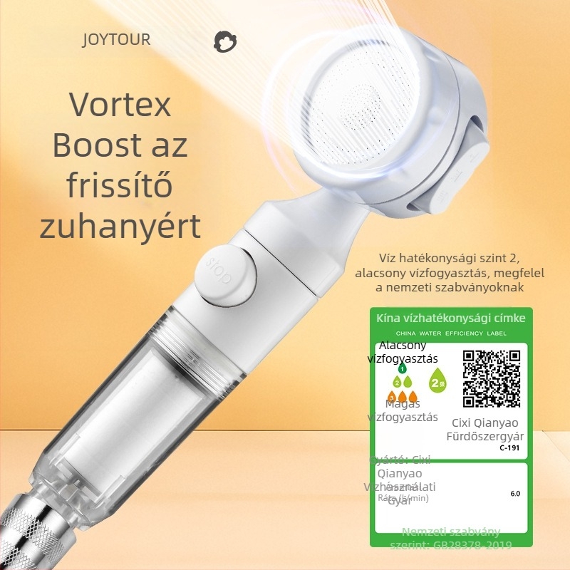 JOYTOUR Utazó kézi zuhanyfej – ABS, három nyomásmód, esőztető funkció, levehető mosható szűrő, univerzális csatlakozás (modell ZXC03658)
