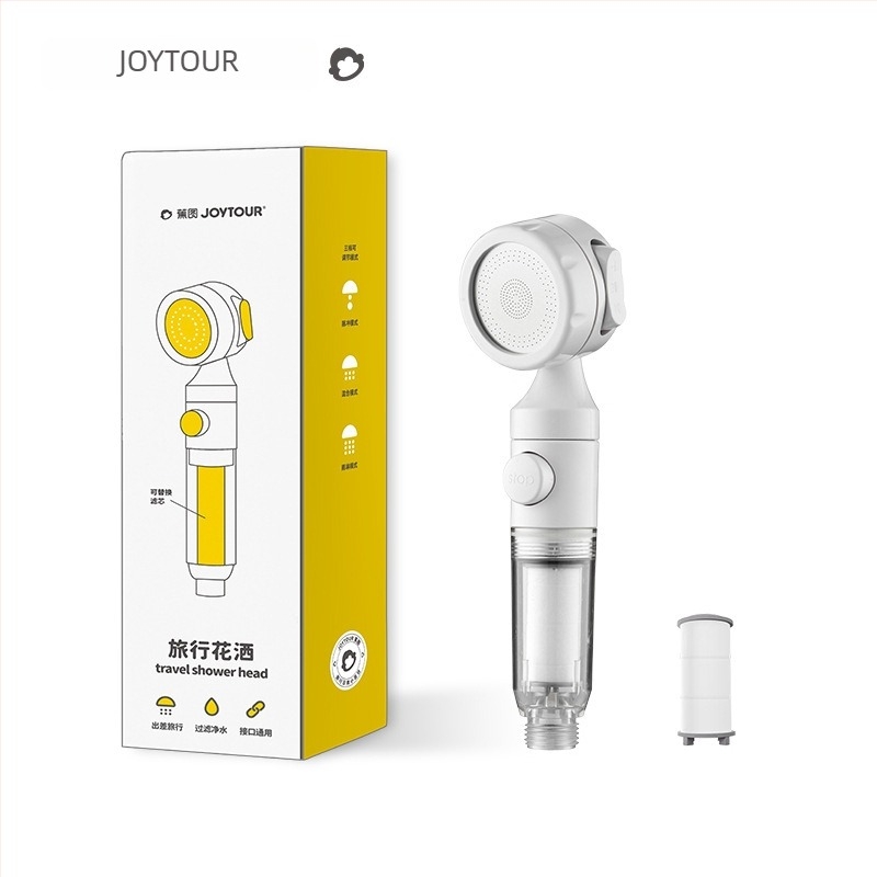 JOYTOUR Utazó kézi zuhanyfej – ABS, három nyomásmód, esőztető funkció, levehető mosható szűrő, univerzális csatlakozás (modell ZXC03658)