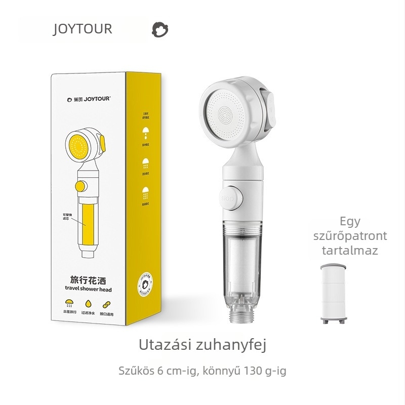 JOYTOUR Utazó kézi zuhanyfej – ABS, három nyomásmód, esőztető funkció, levehető mosható szűrő, univerzális csatlakozás (modell ZXC03658)