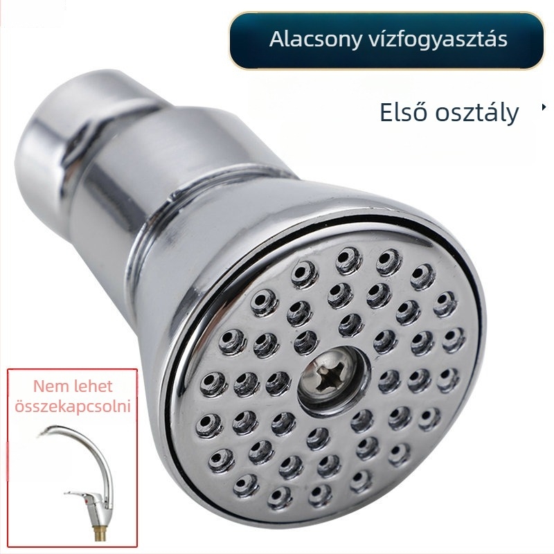 Top-spray zuhanyfej készlet, cinkötvözet, krómozott felület, kör alakú forma, spirálcsatlakozás, max hőmérséklet 100
