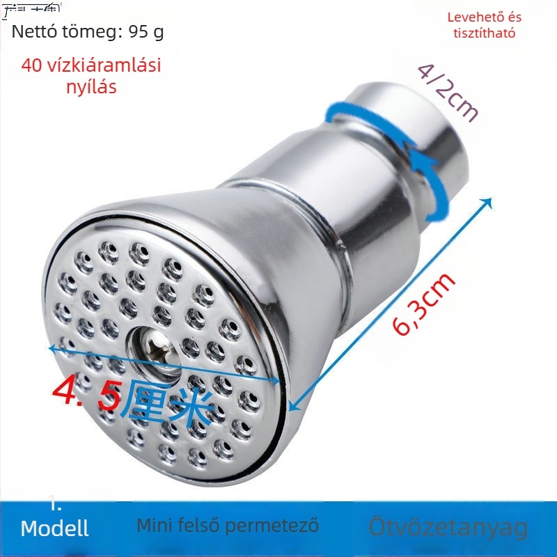 Top-spray zuhanyfej készlet, cinkötvözet, krómozott felület, kör alakú forma, spirálcsatlakozás, max hőmérséklet 100
