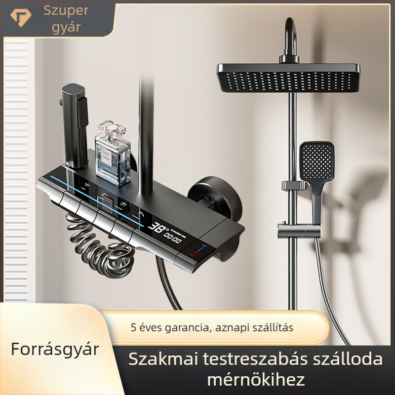 Space alumínium zuhanykészlet, permetezés és eső funkciók, modern stílusú, pianókulcsos zuhany, felületre szerelt, modell YM-4174yx