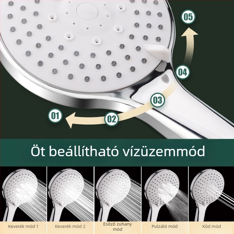 Kézi zuhanyfej eső funkcióval (ABS; 4‑utas csatlakozó; 0–80°C; 0,5 MPa)