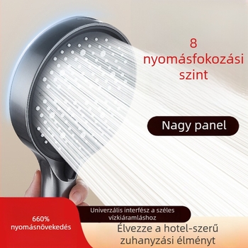 Zuhanyfej 8 fokozatú, nagy panel, falra szerelhető, ABS műanyag, elektroplattal bevont felület
