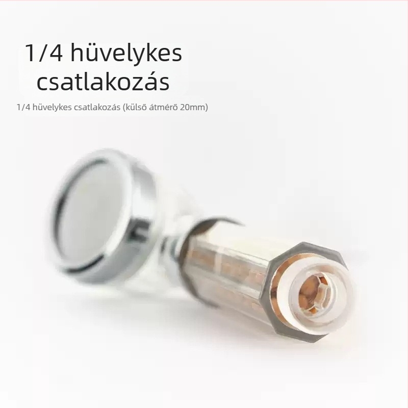 Hordozható zuhanyfej negatív ionokkal – átlátszó modell; funkciók: masszázs, eső és tiszta víz szűrő; anyag: műanyag; stílus: modern, egyszerű