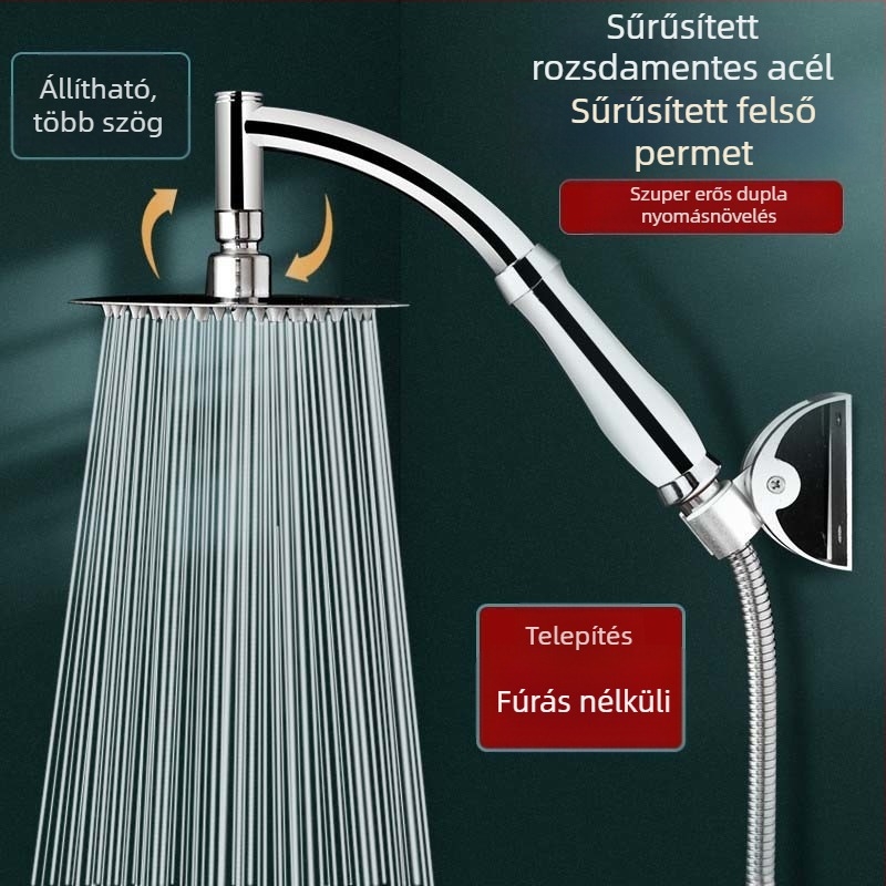 Felső permetezésű zuhanyfej, nyomásos működés, 201 rozsdamentes acélból, krómozott felület