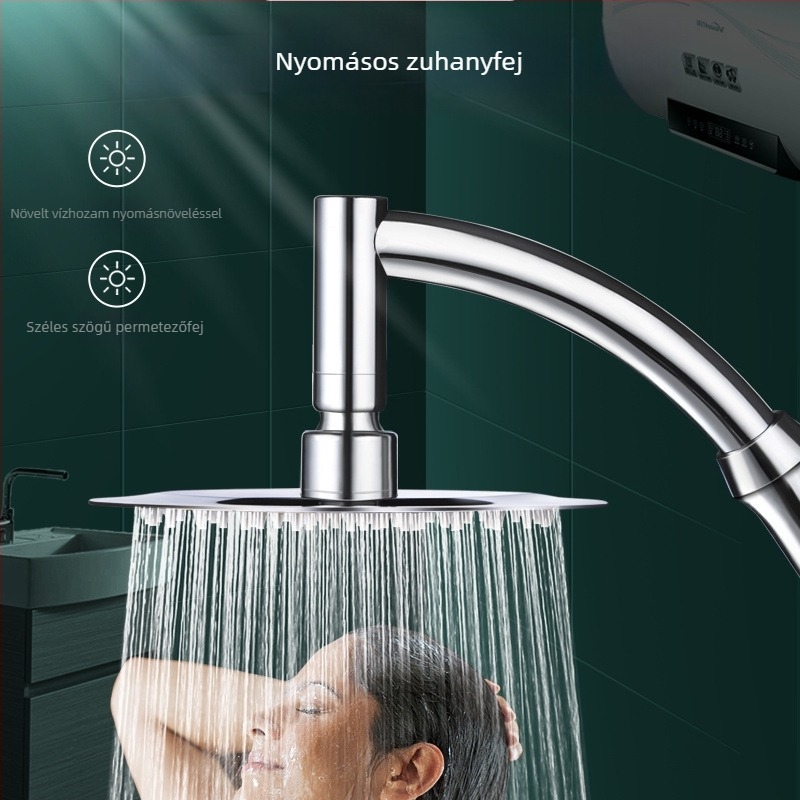 Felső permetezésű zuhanyfej, nyomásos működés, 201 rozsdamentes acélból, krómozott felület