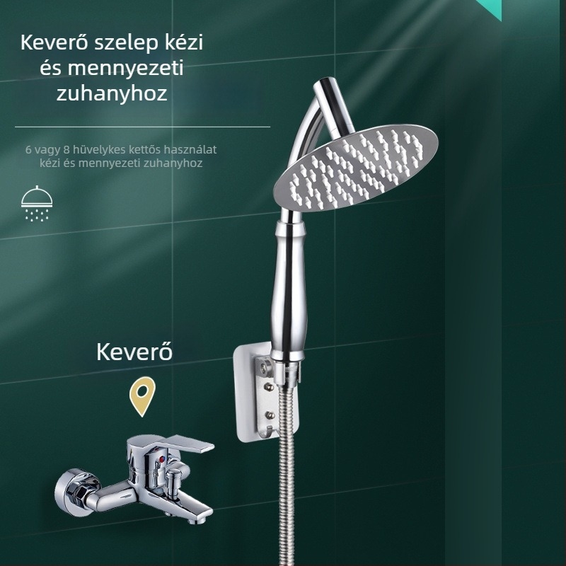Felső permetezésű zuhanyfej, nyomásos működés, 201 rozsdamentes acélból, krómozott felület
