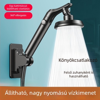 Nyomásnövelő zuhanyfej állítható forgó könyökkel, kis lakásokhoz, rendkívül erős víznyomás