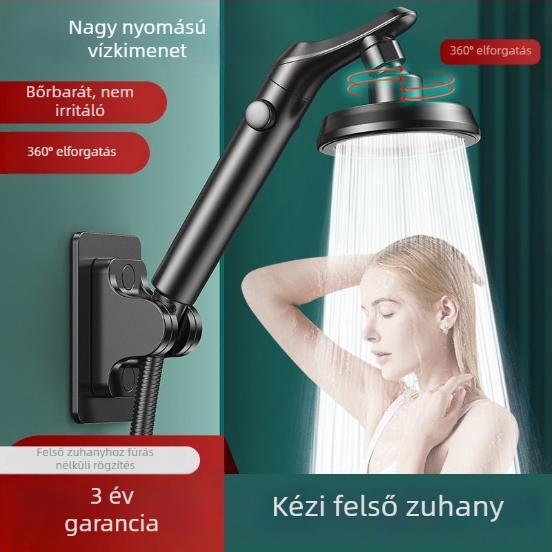 Nyomásnövelő zuhanyfej állítható forgó könyökkel, kis lakásokhoz, rendkívül erős víznyomás