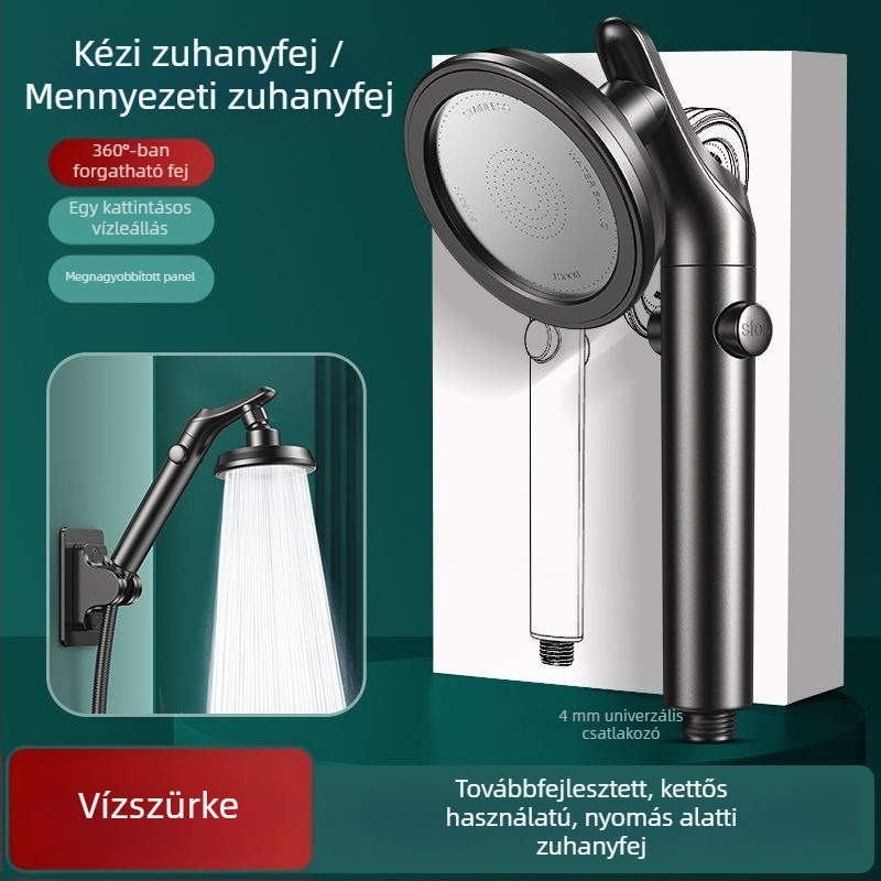 Nyomásnövelő zuhanyfej állítható forgó könyökkel, kis lakásokhoz, rendkívül erős víznyomás